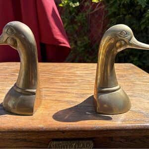 Brass Duck Head Bookends - Pair (Gold Finish)